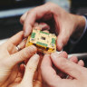 A printed circuit board with a super conducting device at the Sydney Nanoscience Hub at Sydney University.