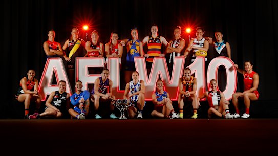 The AFLW captains launch the league’s 10th season.