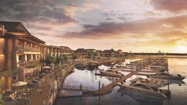 An artist's impression of the proposed marina as part of the Great Keppel Island redevelopment.