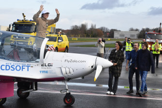 The 19-year-old Belgium-British pilot Zara Rutherford sets a world record as the youngest woman to fly solo around the world 155 days after her departure from Belgium.