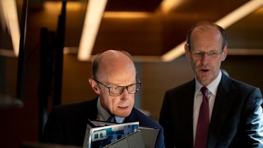ANZ CEO Shayne Elliott (right) and chairman Paul O’Sullivan.
