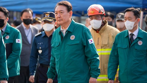 South Korea President Yoon Suk-yeol visits Itaewon on Sunday.