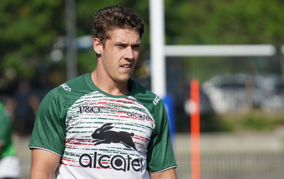 Big shoes to fill: South Sydney's Jacob Gagan at training on Wednesday. 