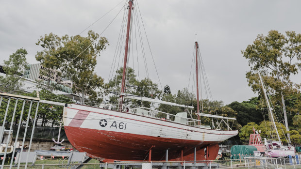 The Penguin at the Queensland Maritime Museum. It served as a pearl lugger from the early 1900s until World War II when it was requisitioned as a cargo boat for the military. It then returned to pearling service after the war until 1981.