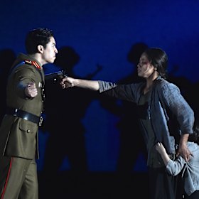 The cast of Miss Saigon performs during the 2017 Tony Awards at Radio City Music Hall in New York City.