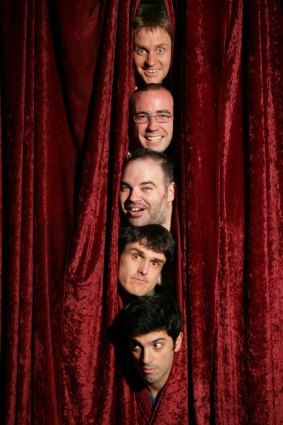 The Chaser Team for their stage show, The Age of Terror, from top to bottom, Craig Reucassel, Julian Morrow, Dominic Knight, Andrew Hansen and Chas Licciardello.