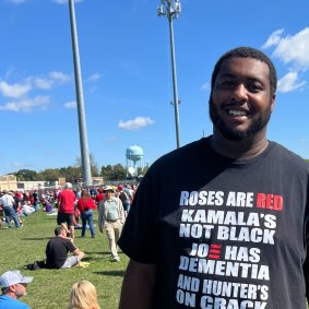 Damase Pendelton at a Trump rally in Pennsylvania at the weekend.