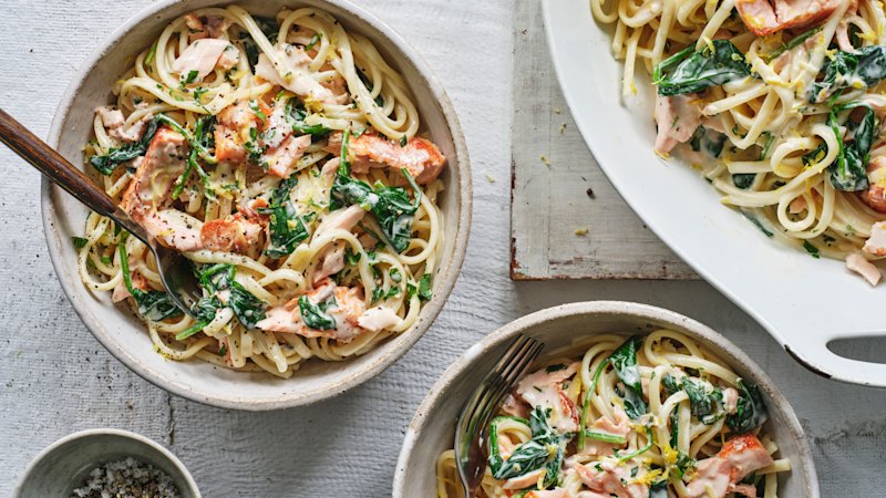 Adam Liaw’s creamy salmon linguine