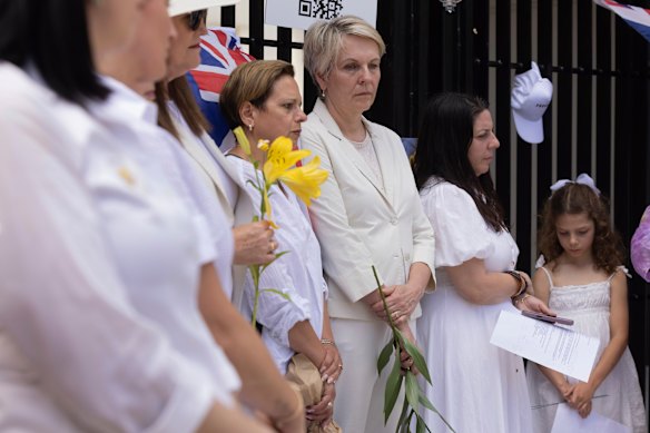 Federal minister Tanya Plibersek (third from right) attends the women’s gathering at Bondi Beach.