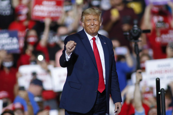 President Donald Trump greets his supporters at a rally in North Carolina this week.