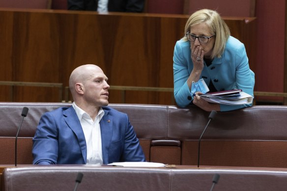 ACT senators Katy Gallagher, left, and David Pocock. 