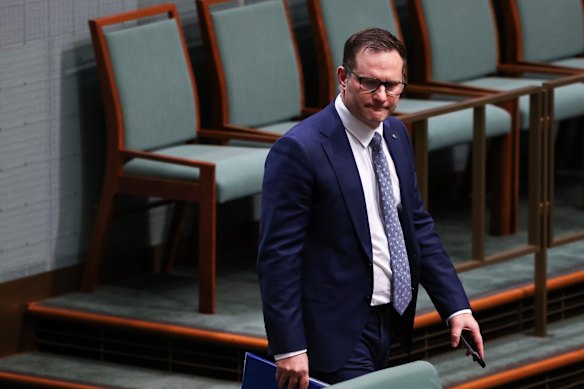 Manager of opposition business Alex Hawke arriving for question time in July.