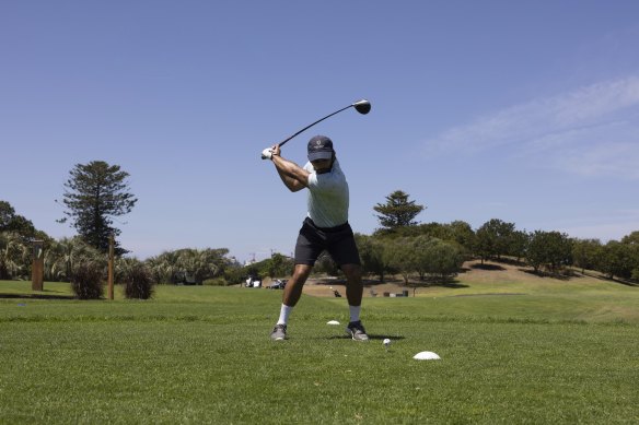 Gautam Gandha tees off at the first hole at Moore Park Golf Course.