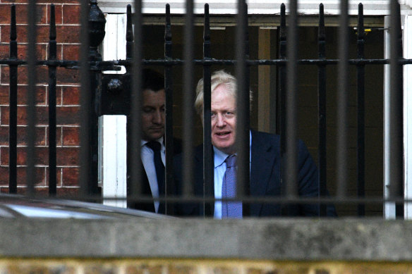 British Prime Mininster, Boris Johnson departs from the rear of 10 Downing Street on Thursday.