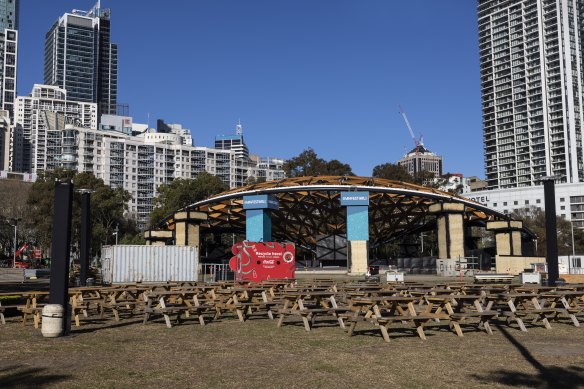 The live site at Darling Harbour is taking shape.