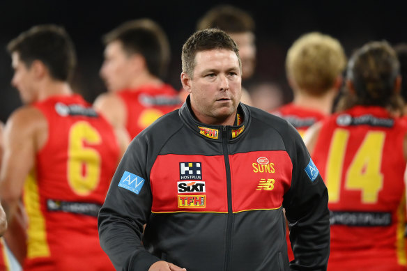 Stuart Dew signed a new contract eight months ago, but Gold Coast’s sluggish start to 2023 has heaped pressure on his position as coach.