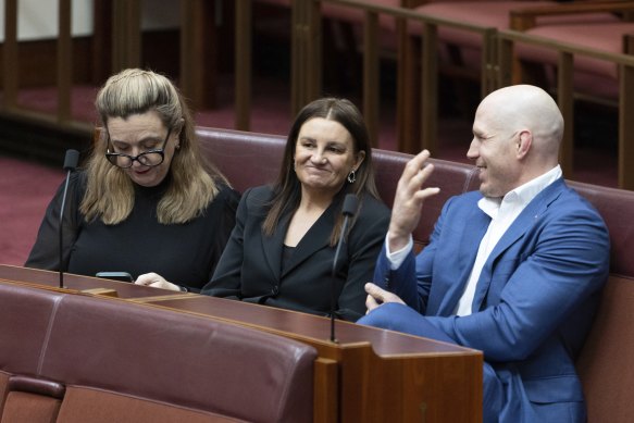 Crossbench senators Tammy Tyrrell,  Jacqui Lambie and David Pocock, have reservations with the IR bill.