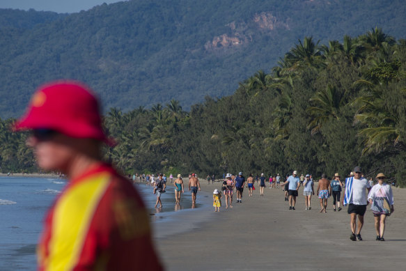 Four Mile Beach in Port Douglas: The town had been flooded with escapees from Victoria until the most recent lockdown began.