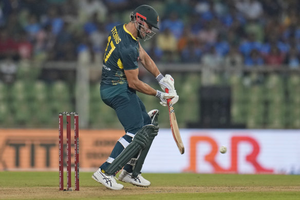 Australia’s Marcus Stoinis fell for 45 of 25 balls.