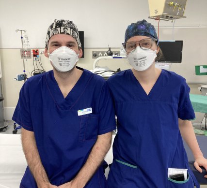 Job sharing their surgical role works well for Dr Michael Rouse (left), Dr Jessica Henegan (right) and their employer, Western Health.