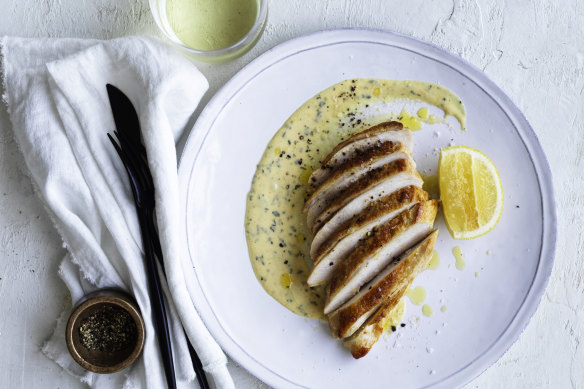 Sautéed chicken with Dijon mustard cream sauce.