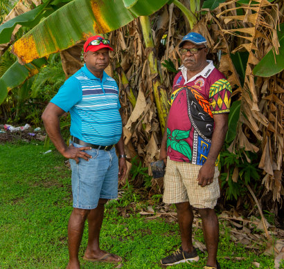 Traditional owners Uncle Pabai Pabai (left) and Uncle Paul Kabai have launched legal action against the Australian government on behalf of their island communities.
