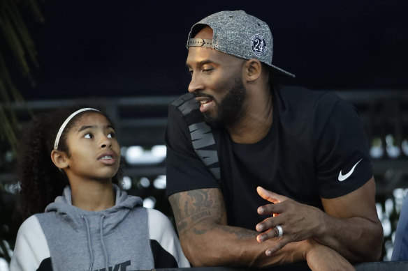 Former Los Angeles Laker Kobe Bryant and his daughter Gianna in 2018.