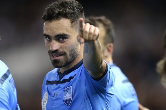 Anthony Caceres starred as Sydney FC continued their march to the A-League premiership with a 4-1 win over Melbourne Victory on Saturday night.