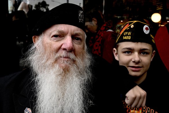 Stephen Johnson and his 11-year-old grandson Tom Riley.