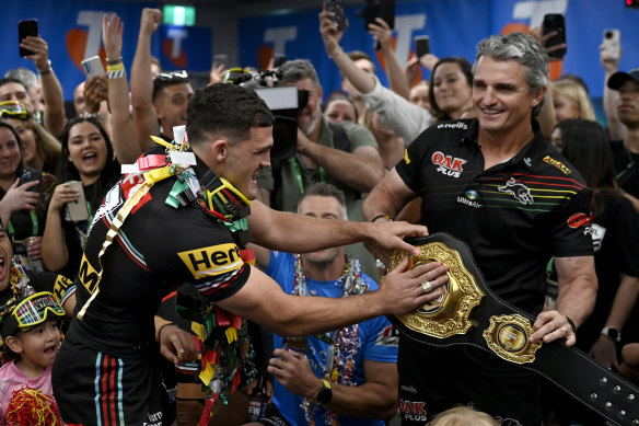 Dynasty: Nathan and Ivan Cleary after the 2023 grand final.