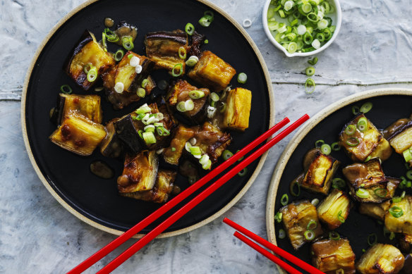 Miso-roasted eggplant.
