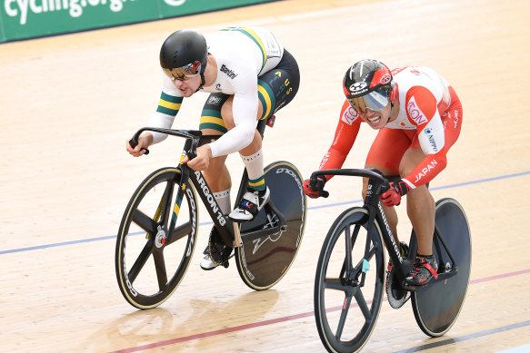 Australia's Matthew Glaetzer (left) has been ruled out of the upcoming world track cycling championships.