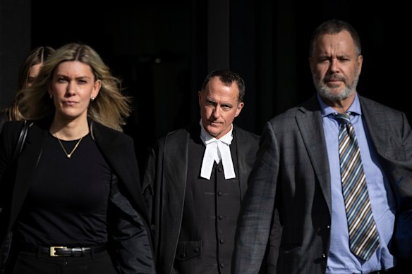 Erin Patterson’s legal team outside court on June 19.