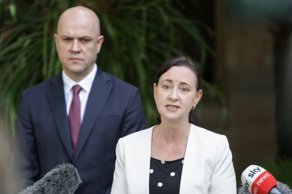 Queensland Health Minister Yvette D’Ath and Chief Health Officer John Gerrard.