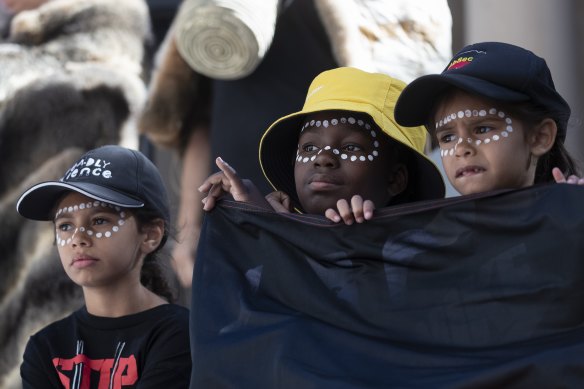 Children join the rally in Sydney.