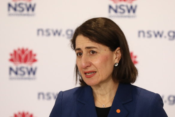 Premier Gladys Berejiklian at Tuesday’s press conference. 