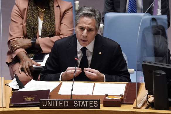 US Secretary of State Antony Blinken in a surprise address to the United Nations Security Council on Thursday.