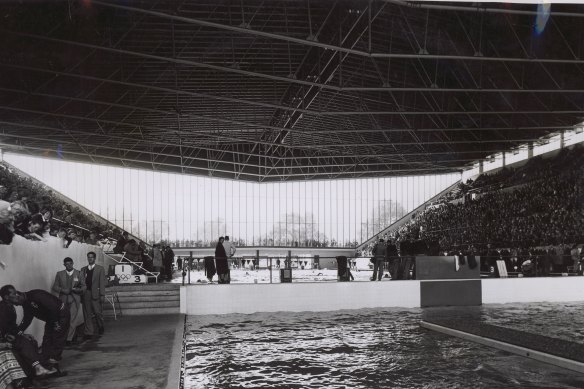 Melbourne's Olympic Swimming Stadium, c 1956.