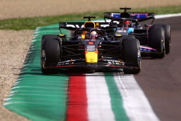 Max Verstappen en route to winning the Emilia-Romagna Grand Prix on Sunday.