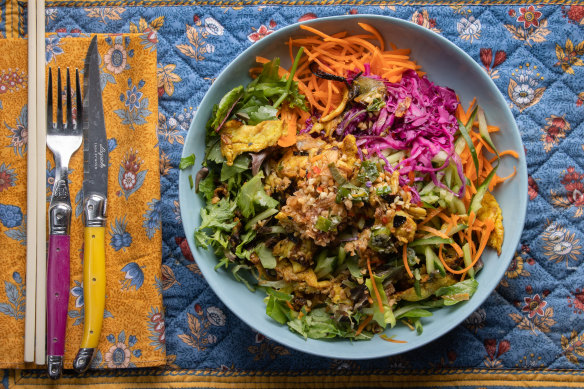 Turmeric chicken slaw salad from Miss Chu’s Vietnamese restaurant in South Yarra.