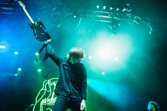 Catfish and the Bottlemen's enigmatic Van McCann on stage at Margaret Court Arena.