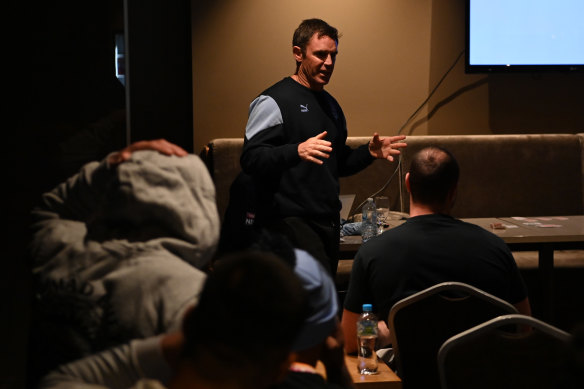 Brad Fittler talks about Boyd Cordner in the NSW team meeting on the eve of Origin II.