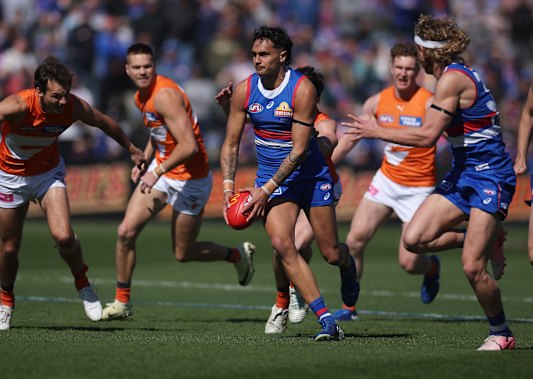 Jamarra Ugle-Hagan during one of his 67 games for the Bulldogs.