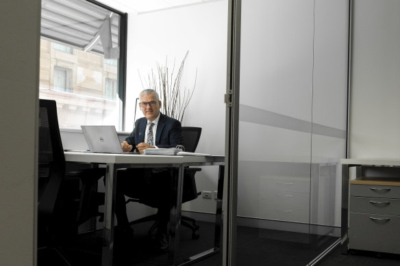 Accountant Peter Knight has kept working from his office in Sydney's CBD while his clients contact him online.