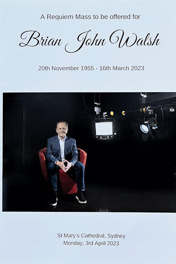 The funeral booklet for Brian Walsh at St Mary’s Cathedral.