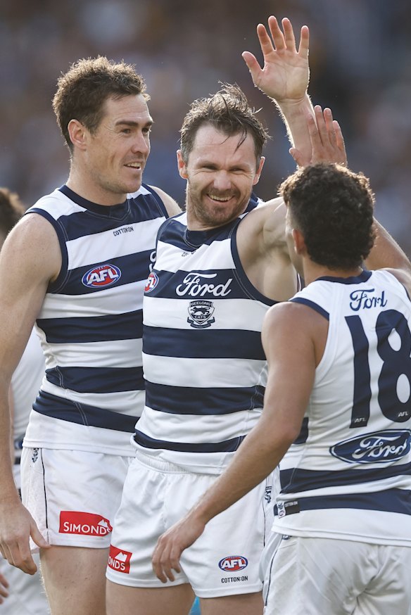 Jeremy Cameron, Patrick Dangerfield, and Tyson Stengle.