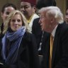 First Lady Jill Biden talks to President-elect Donald Trump sitting in Notre Dame Cathedral as France’s iconic cathedral formally reopened its doors 