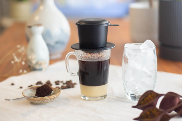 Coffee made using a Vietnamese phin device from Melbourne-based roaster What Da Phin. 
