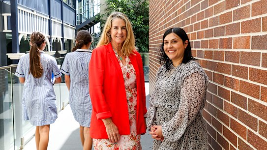 Rosebank College head of professional learning Jen Jackson, left, and head of HR Nancy Albatti. The school has a gender pay gap favouring women.