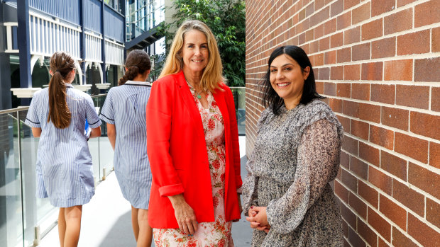 Rosebank College head of professional learning Jen Jackson, left, and head of HR Nancy Albatti. The school has a gender pay gap favouring women.
